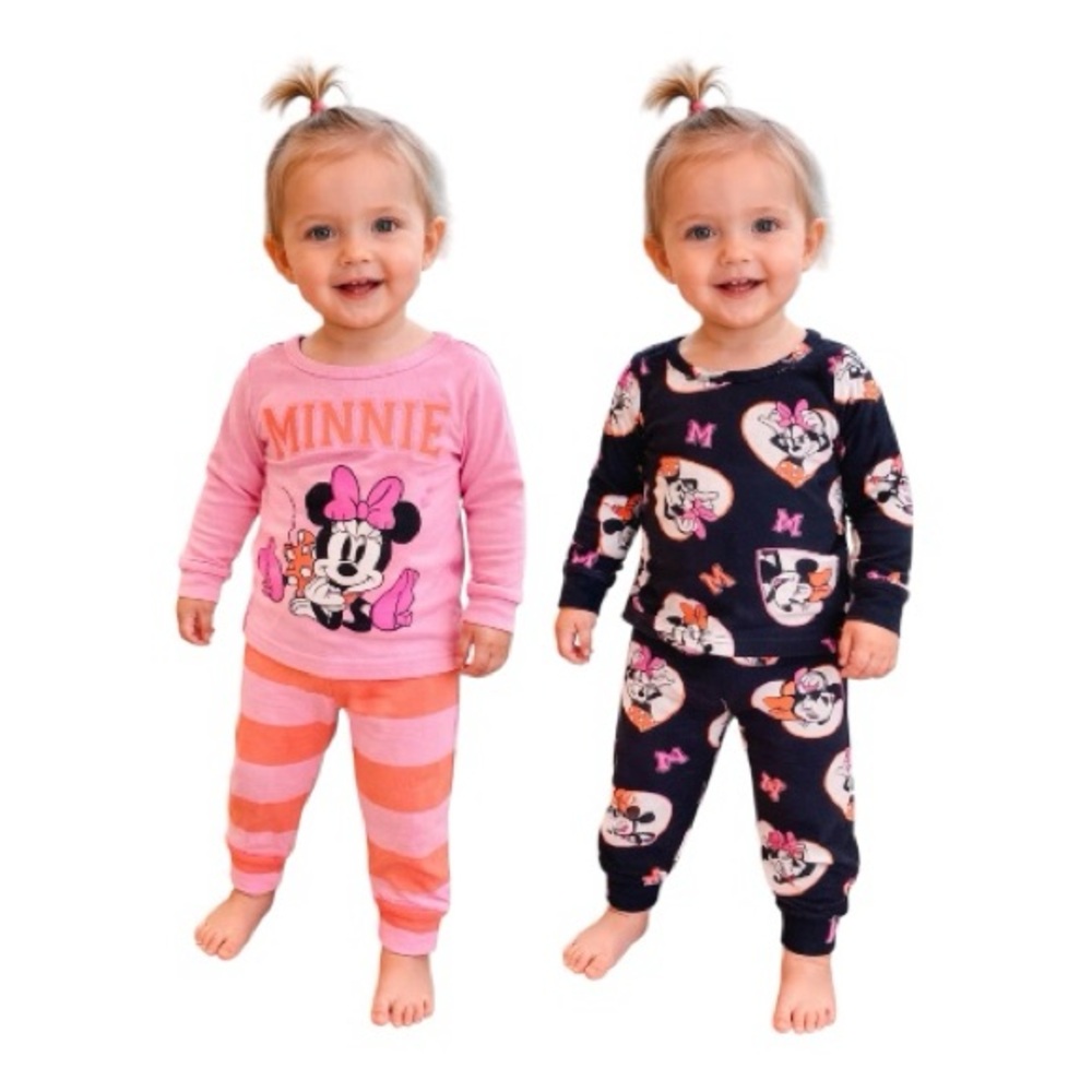 Disney Minnie Mouse Toddler Pajama Sets Bundle | Girls 18M Pink & Black Cotton